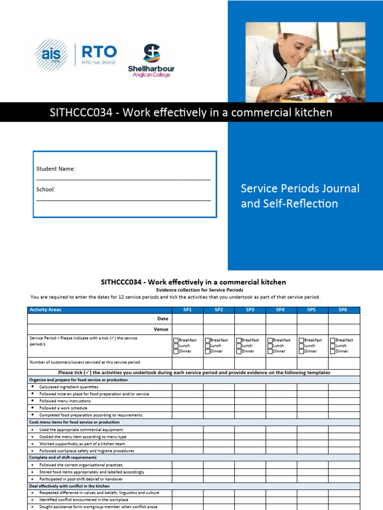 SITHCCC034 Service Period Journal | PDF | Kitchen | Recipe