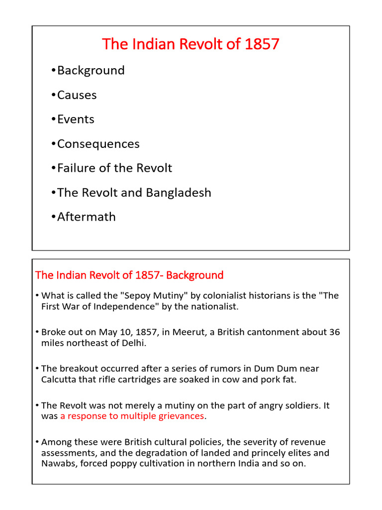 Causes and Consequences of 1857 Revolt | PDF | Indian Rebellion Of 1857 ...