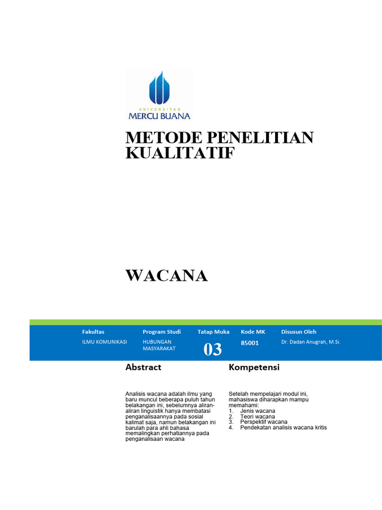 Modul Metode Penelitian Kualitatif Tm3 Pdf