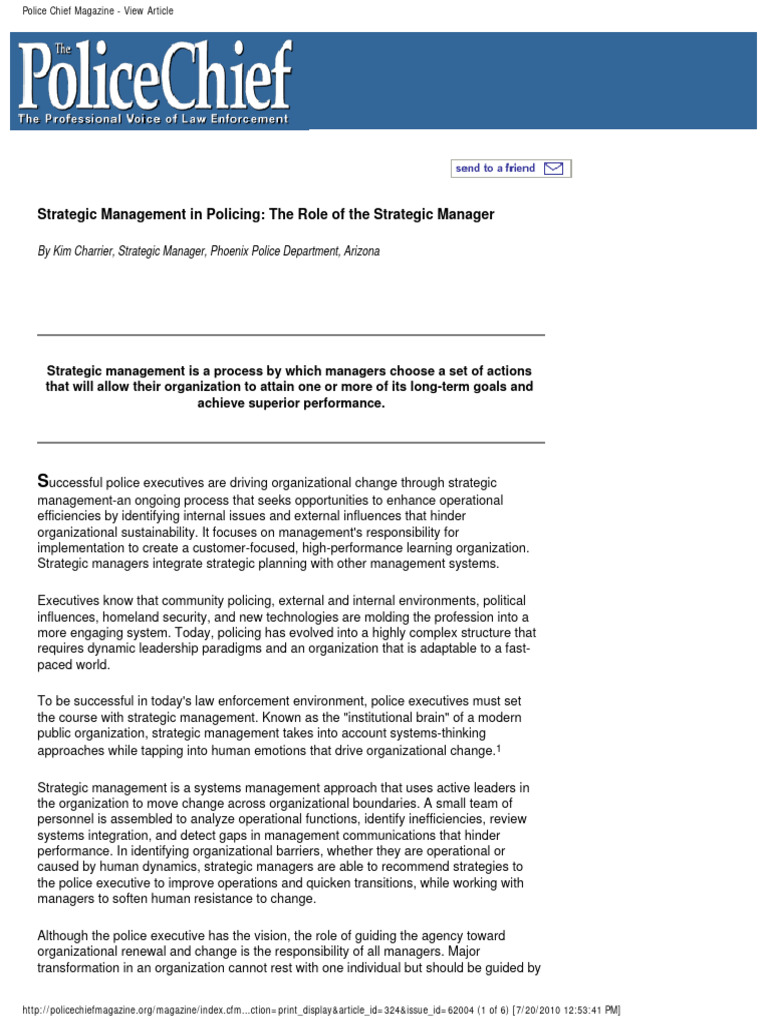 Strategic Management in Policing: The Role of The Strategic Manager ...