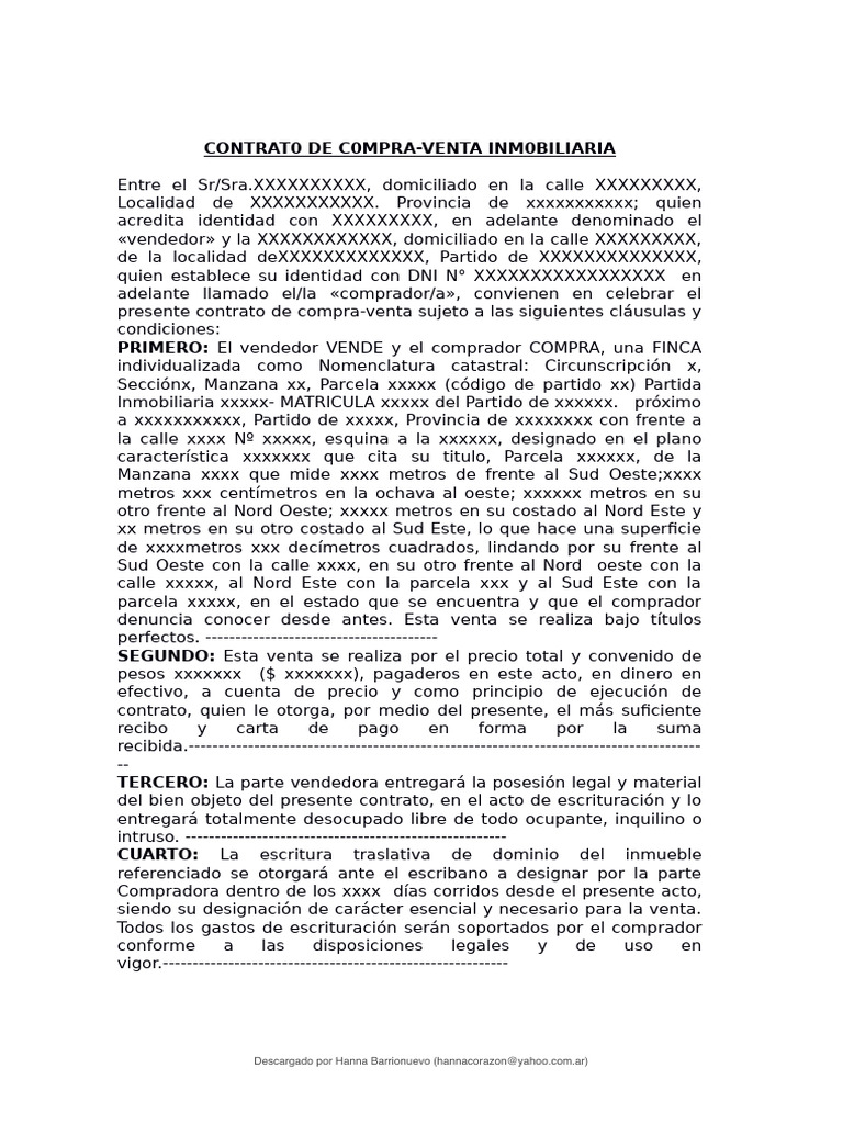 Modelo de Contrato de Compraventa Inmobiliaria | PDF | Ley común