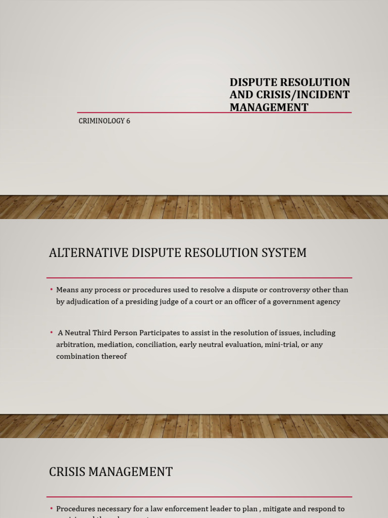 Dispute Resolution and Conflict Management | PDF | Crimes | Crime ...