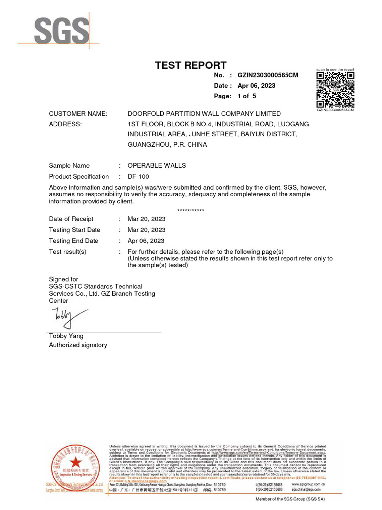 Operable Walls Sound Insulation Test Report | PDF | Decibel | Classical ...