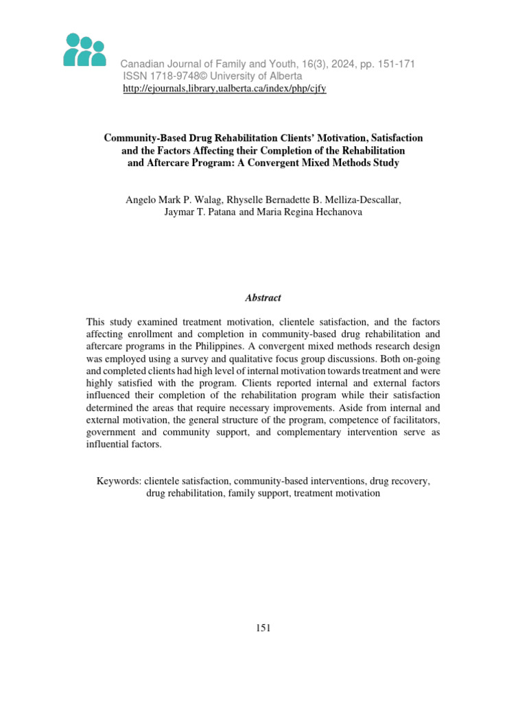 CJFY 2024 Walag Et Al Revised | PDF | Drug Rehabilitation | Motivation