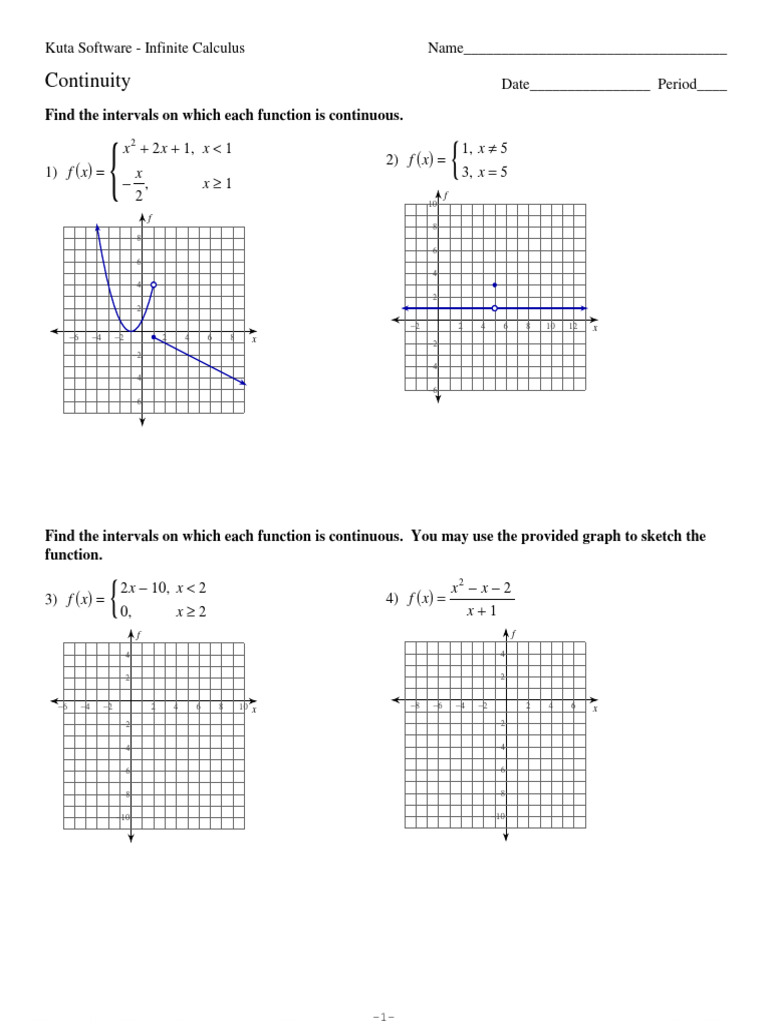 Continuity of Functions Worksheet | PDF | Continuous Function ...
