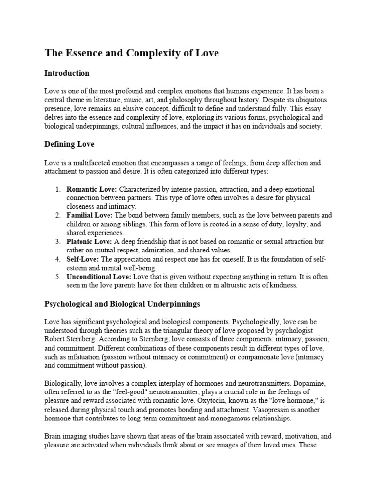 The Essence and Complexity of Love | PDF | Love | Romance (Love)