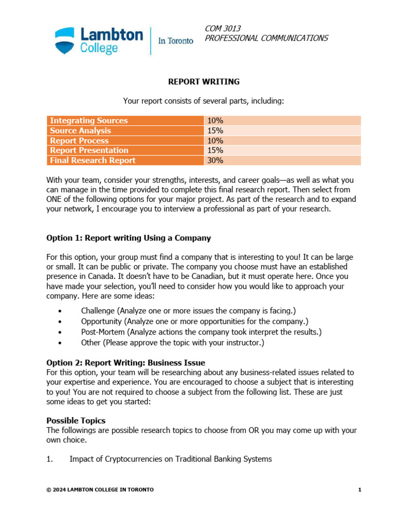 Report Writing Assignment Guidelines | PDF | Communication | Internet ...