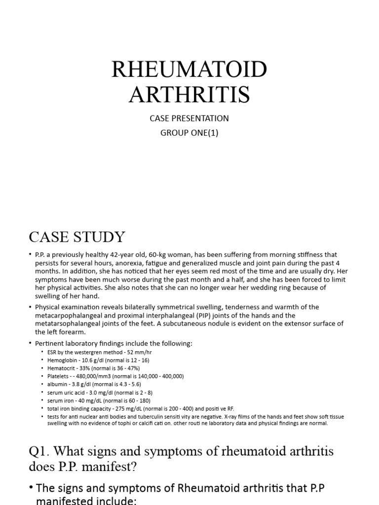 Rheumatoid Arthritis Case Study Analysis | PDF | Nonsteroidal Anti ...