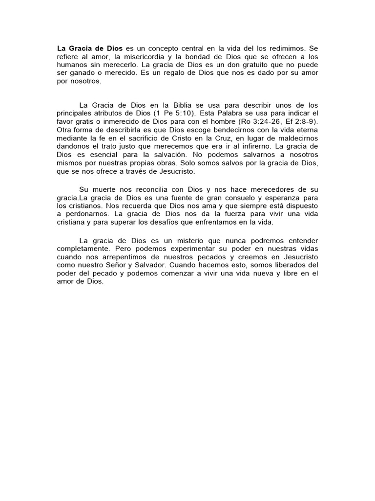 La Gracia de Dios | PDF | Religión y espiritualidad