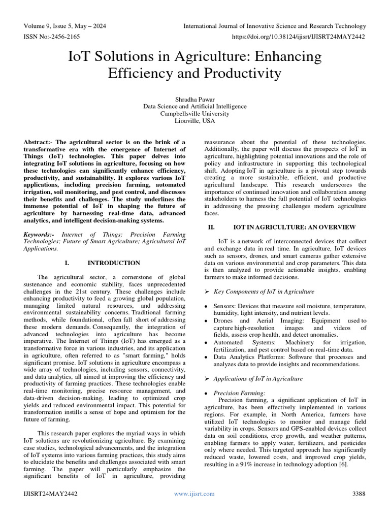 IoT in Agriculture: Boosting Efficiency | PDF | Internet Of Things ...