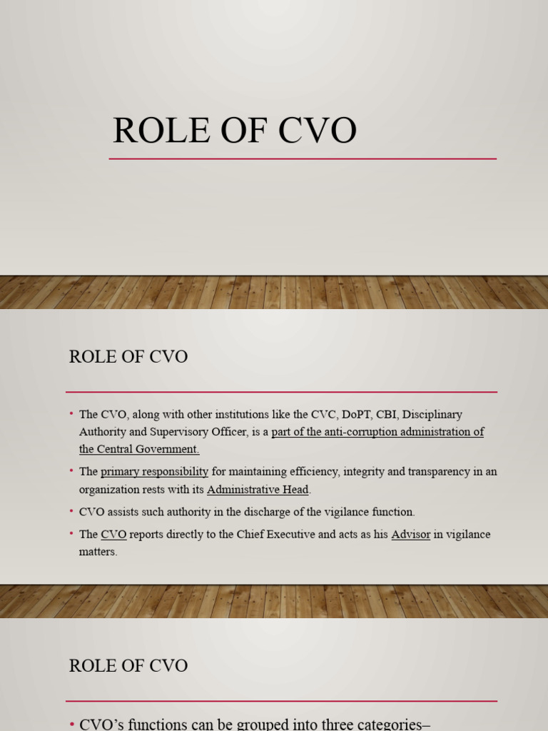 Understanding the Role of CVO in Vigilance | PDF | Audit | Auditor's Report
