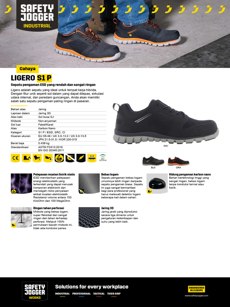 Sepatu Safety Jogger Ligero S1 P | PDF
