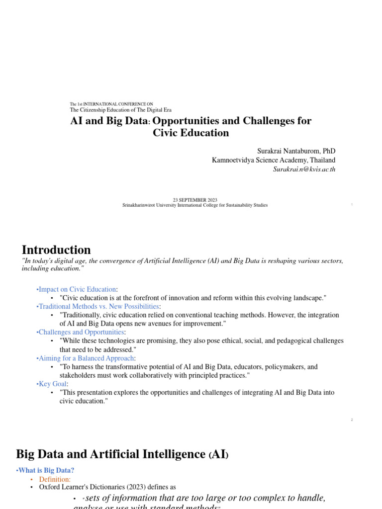 AI and Big Data Surakrai Nantaburom | PDF | Artificial Intelligence ...