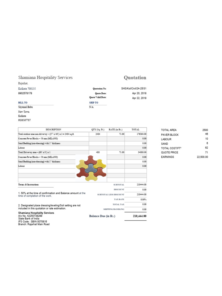 Civil Work Quotation 2 - Shyamal Babu (New Town) - 20 April, 2024 | PDF ...