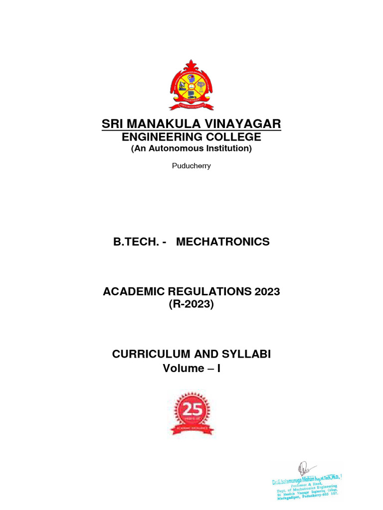 B.Tech Mechatronics Academic Regulations 2023 | PDF | Engineering ...