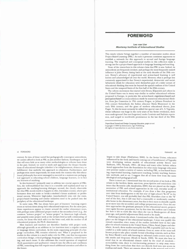 Van Lier 2006 Foreword in Beckett & Miller | PDF | Project Based ...