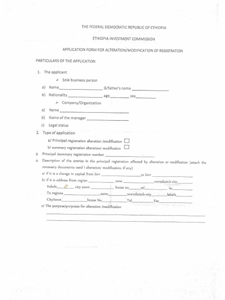 Modification of Regisitration Form | PDF