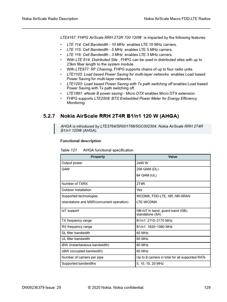Nokia AirScale RRH 2T4R 120W Overview | PDF | Lte (Telecommunication ...