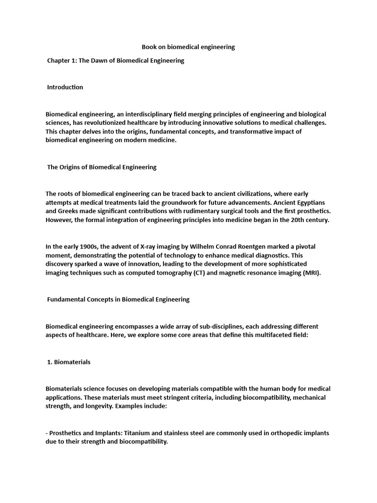 Book On Biomedical Engineering Pdf Biomedical Engineering Medical
