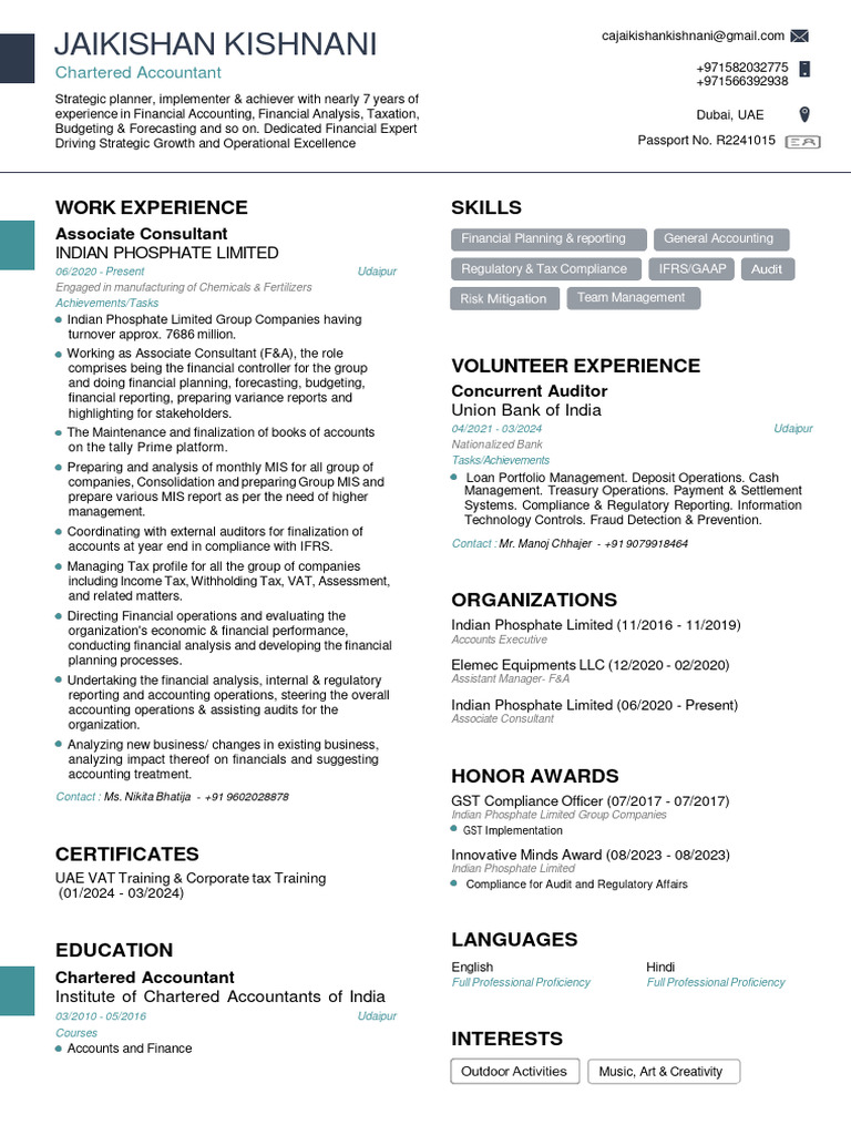 JAIKISHAN's Resume 2025 PDF Accounting Taxes