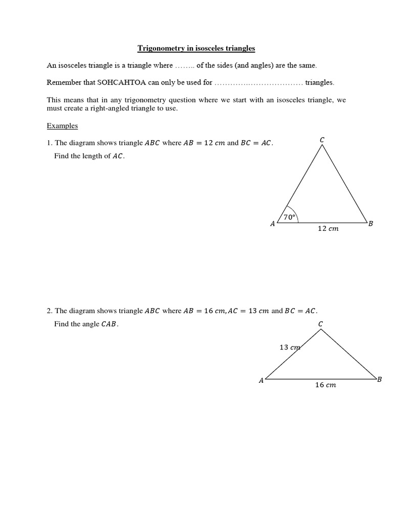 Trigonometry in Isosceles Triangles | PDF | Triangle | Trigonometry