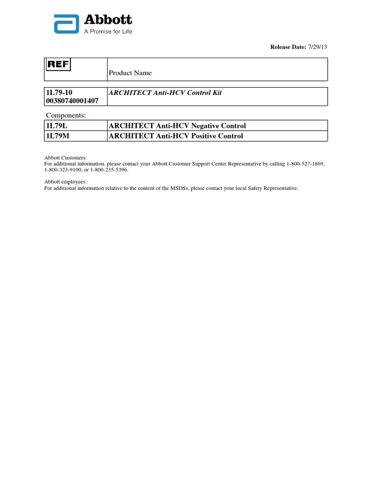 Sds abbdia 01l7910 architect anti hcv control kit download free pdf