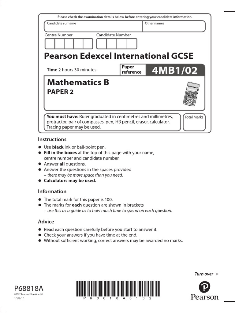 Edexcel IGCSE Maths B Paper 2 Exam | PDF | Mathematical Objects | Geometry