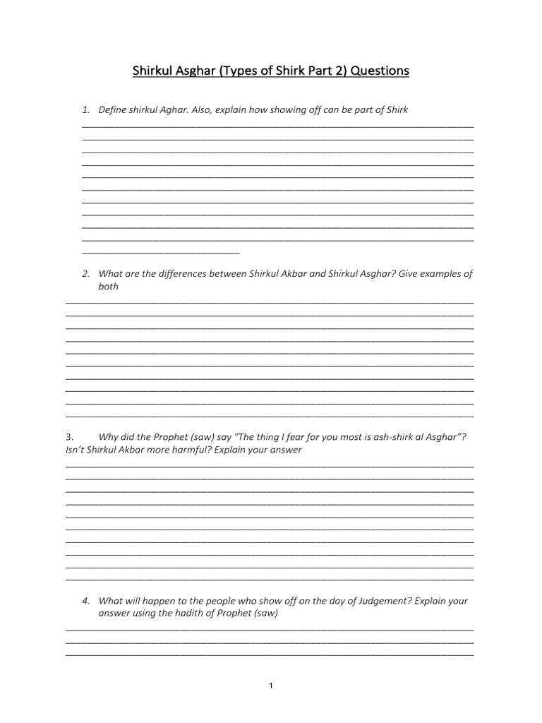 shirk-asghar-types-of-shirk-part-2-questions-pdf-monotheism