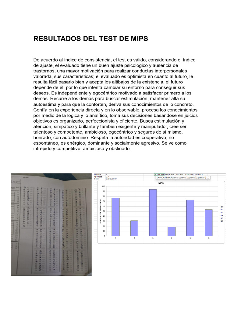 Evaluación MIPS: Perfil Psicológico Optimista y Ambicioso | PDF ...