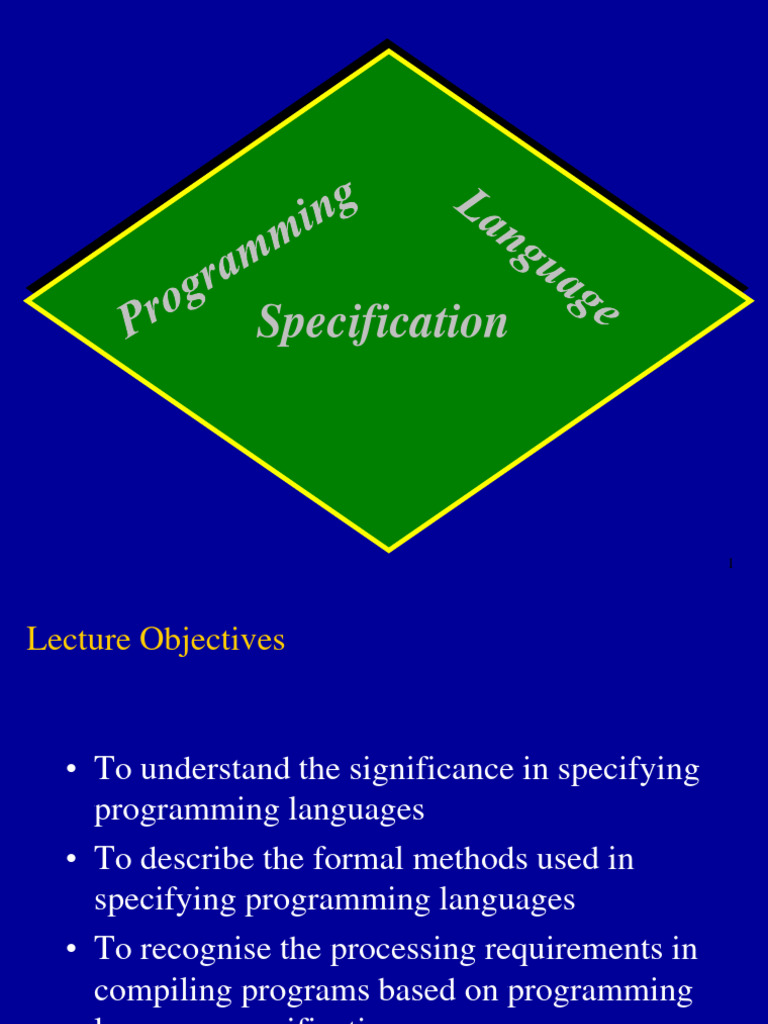 Lec02 Programming Language Specification | PDF | Parsing | Programming ...