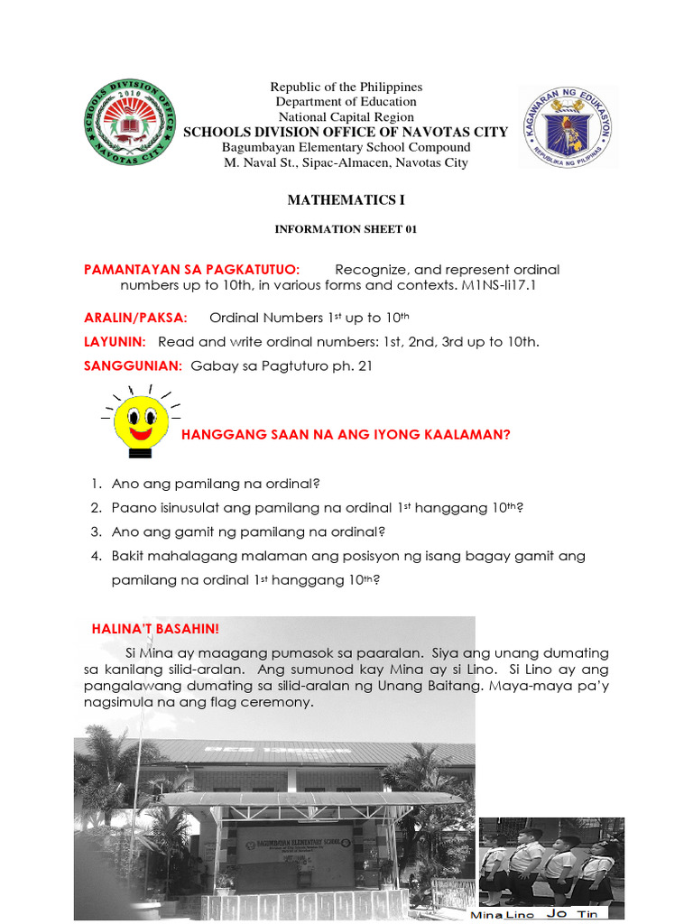 G1 Ordinal Numbers 1st Up To 10th | PDF