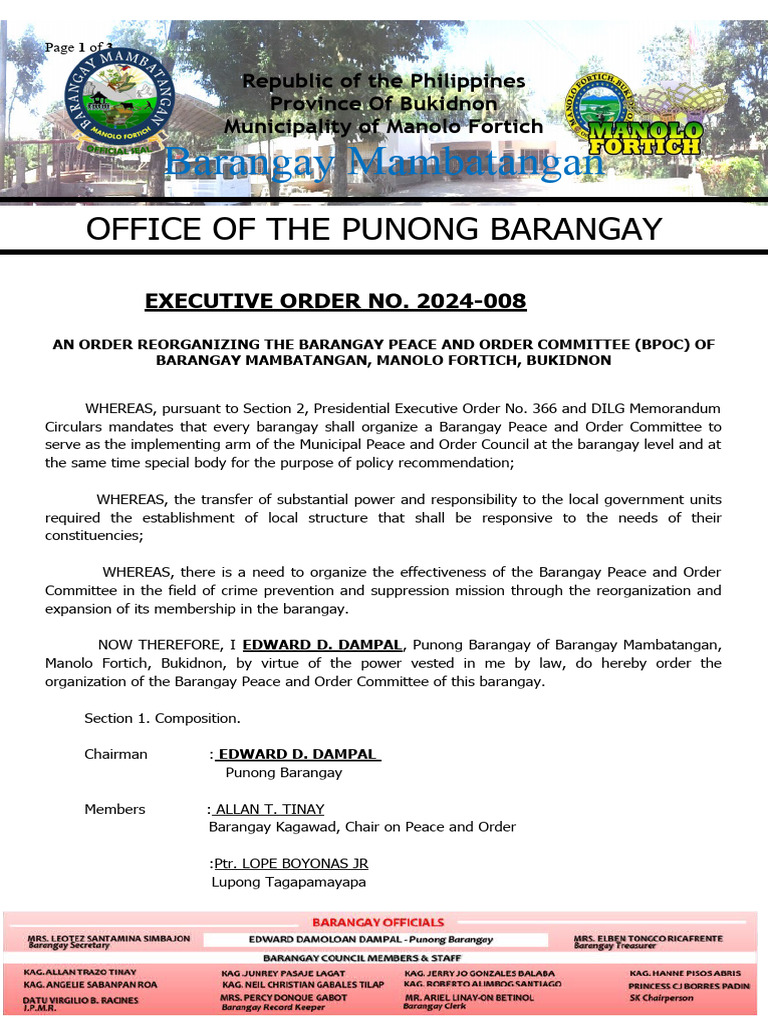 Reorganization of Barangay Peace Committee | PDF | Governance | Justice