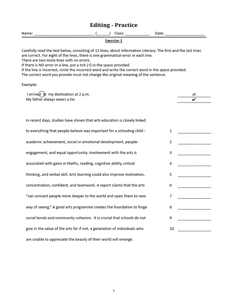 Editing Practice 1 | PDF | Cognition