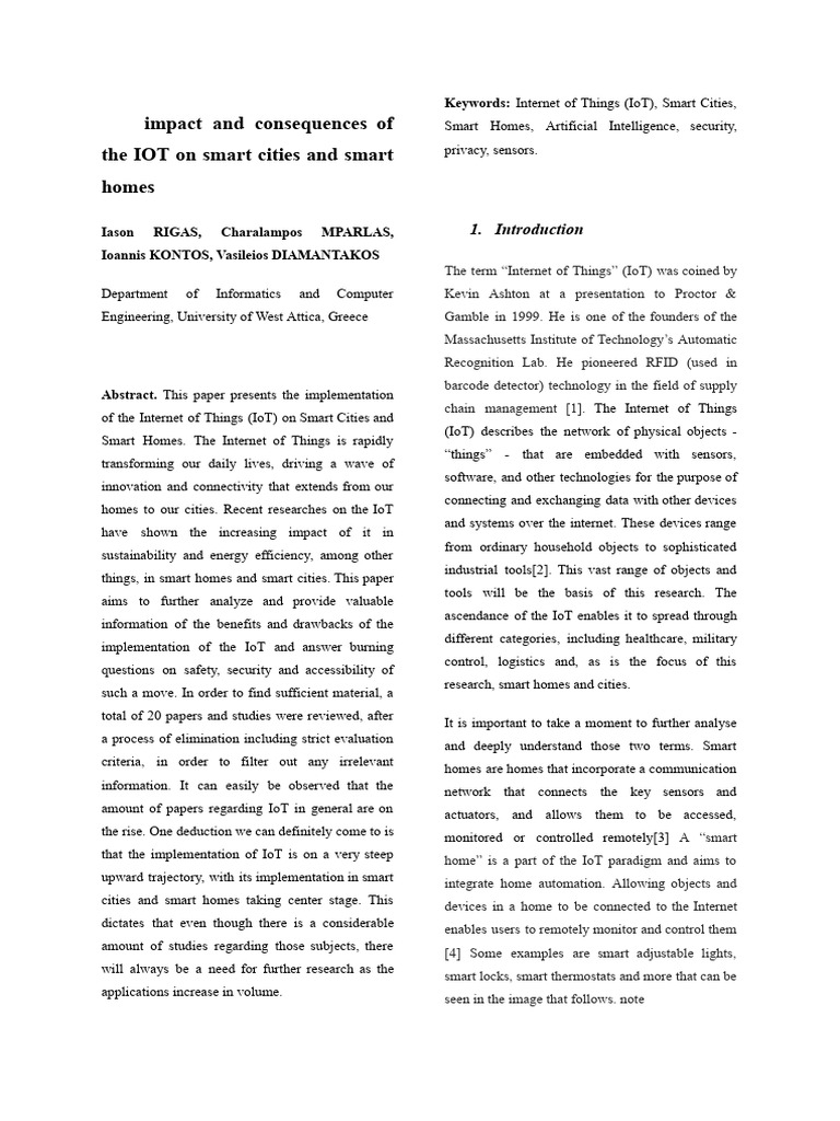 The Impact and Consequences of The IOT On Smart Cities and Smart Homes ...