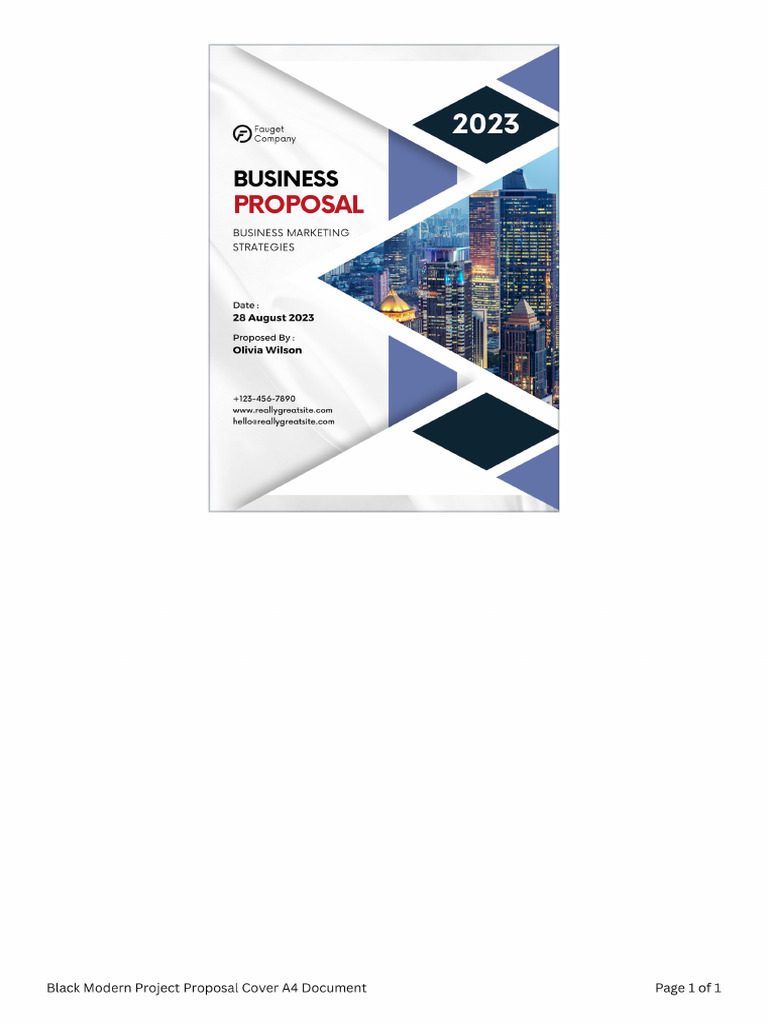 Black Modern Project Proposal Cover A4 Document | PDF