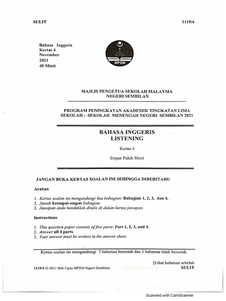 N9 2021 SPM Trial Listening | PDF