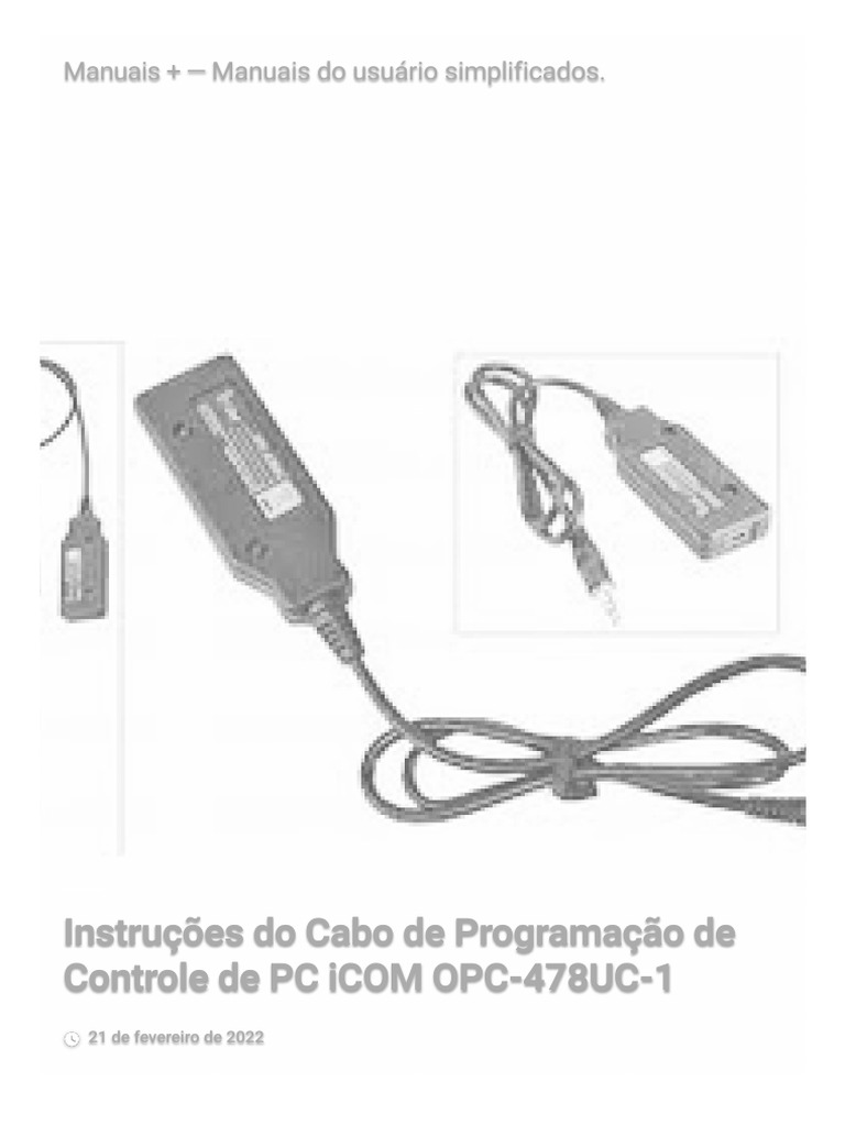 Instru es do cabo de programa o de controle de pc icom opc 478uc 1