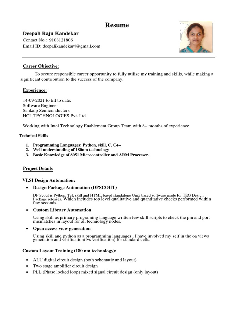 Software Engineer Resume - Deepali Kandekar | PDF | Deep Learning ...