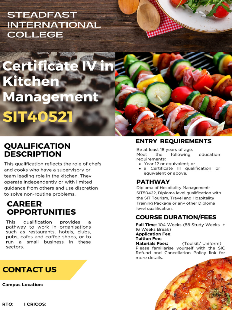 Certificate IV in Kitchen Management | PDF | Cooking | Recipe