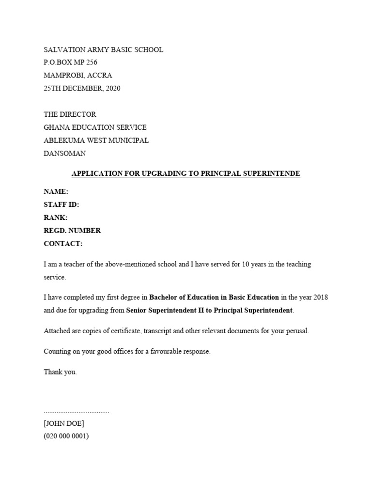 Application for Upgrading to Principal | PDF