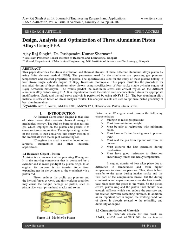 Aluminum Piston Alloy Optimization | PDF | Internal Combustion Engine ...
