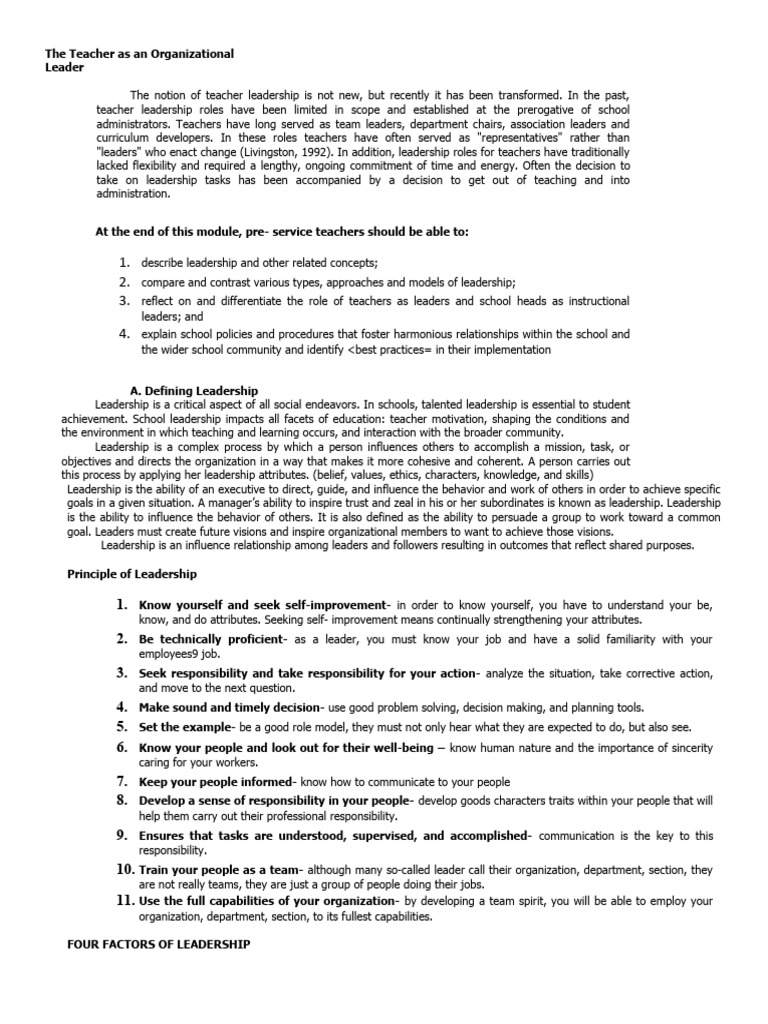 Teacher Leadership in Education | PDF | Leadership | Teachers