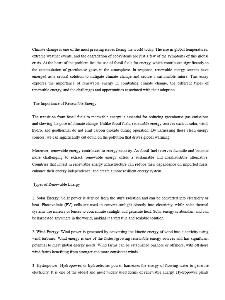 Renewable Energy's Impact on Climate Change | PDF | Renewable Energy ...