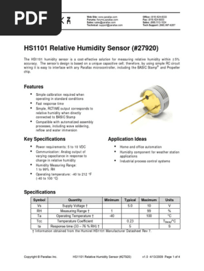 New Humirel Humidity Sensor HS1101 Hygrometer For Arduino