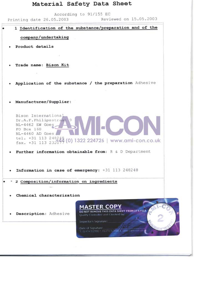 Bison Kit MSDS - Image.Marked | PDF