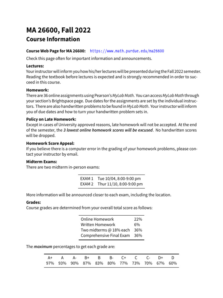 Ma 26600 Ground Rules Fall 2022 | PDF | Academic Dishonesty | Academic ...