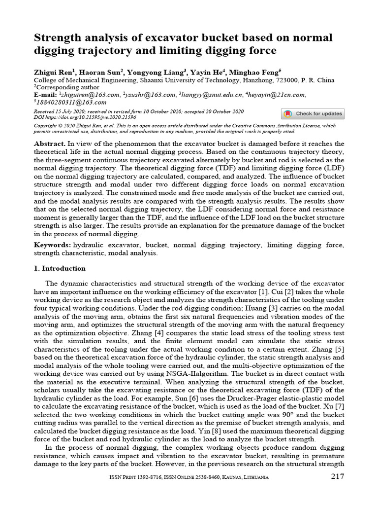 Strength Analysis of Excavator Bucket Based On Nor | PDF | Force ...