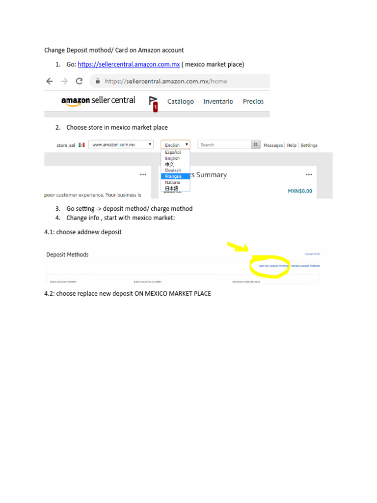 Change Amazon Deposit Method Guide | PDF