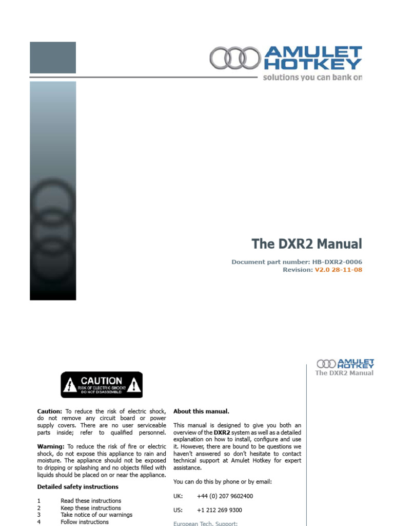 DXR2 Manual v2 28-10-08 | PDF | Usb | Computer Hardware