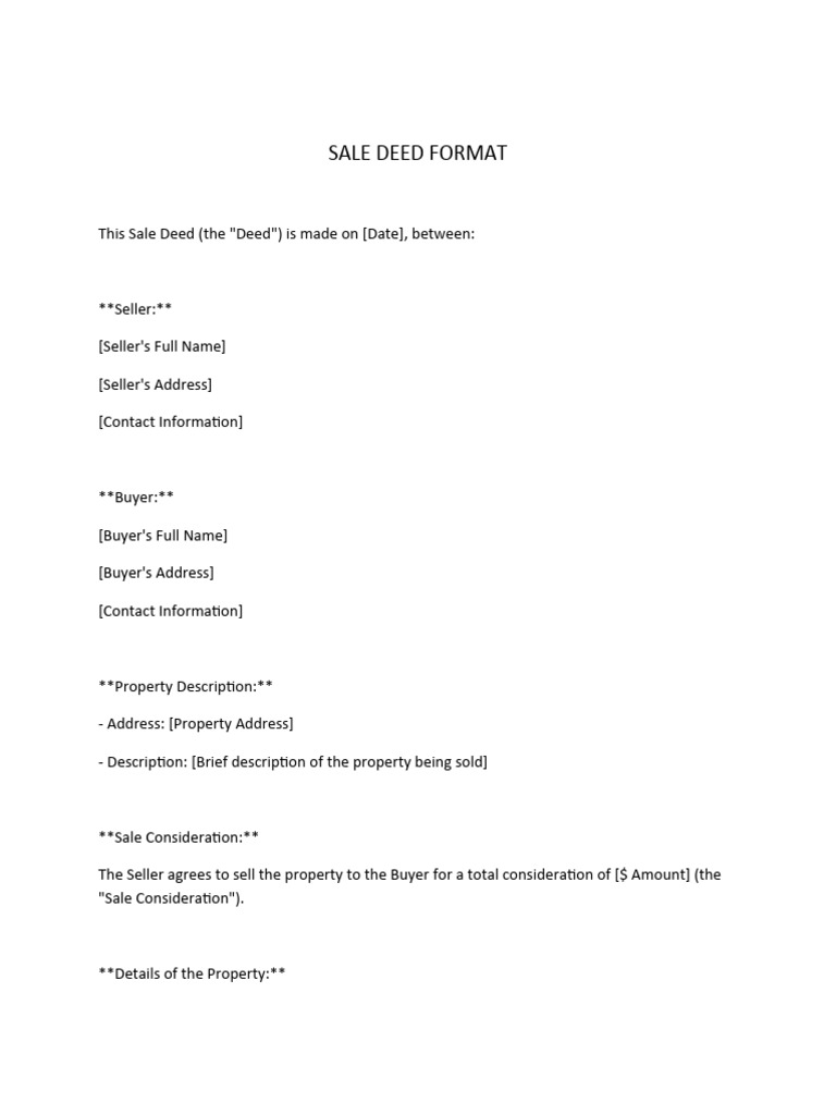 Sale Deed Format | PDF | Politics | Law